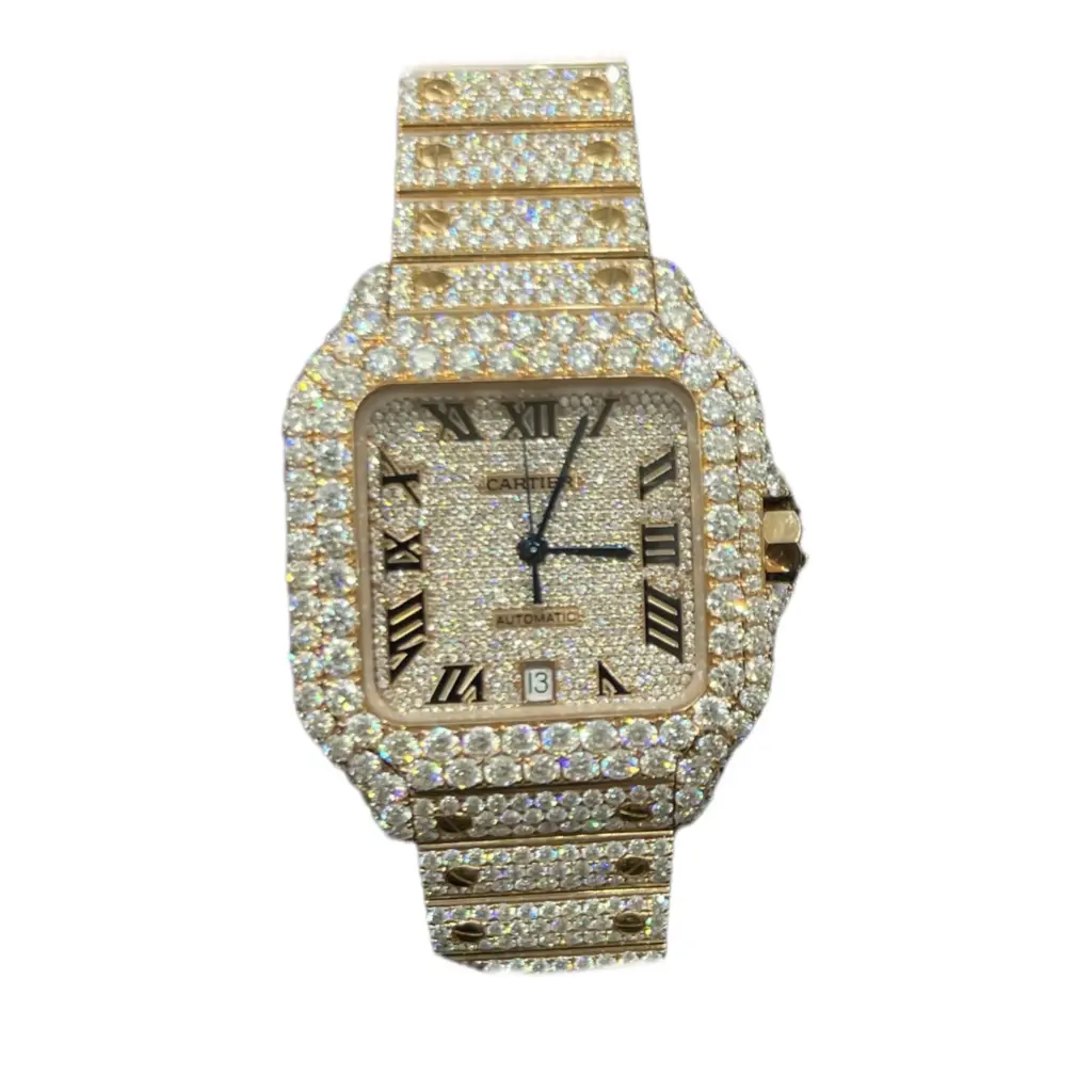 Cartier Santos VVS1 Moissanite Yellow Gold