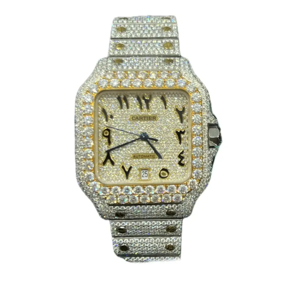 Cartier Santos Arabic VVS1 Moissanite Dual Tone Yellow/White Gold