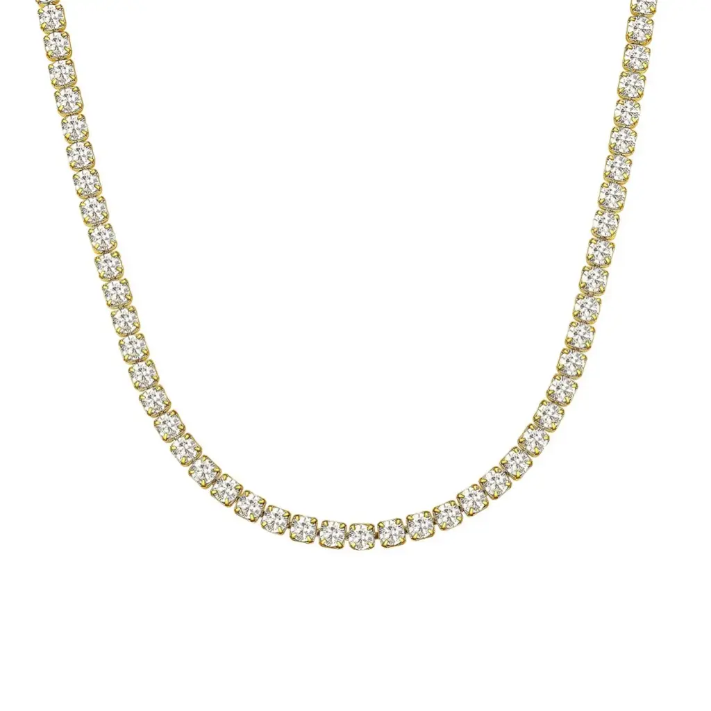Tennis Chain 5mm 20 inch VVS1 Moissanite Yellow Gold