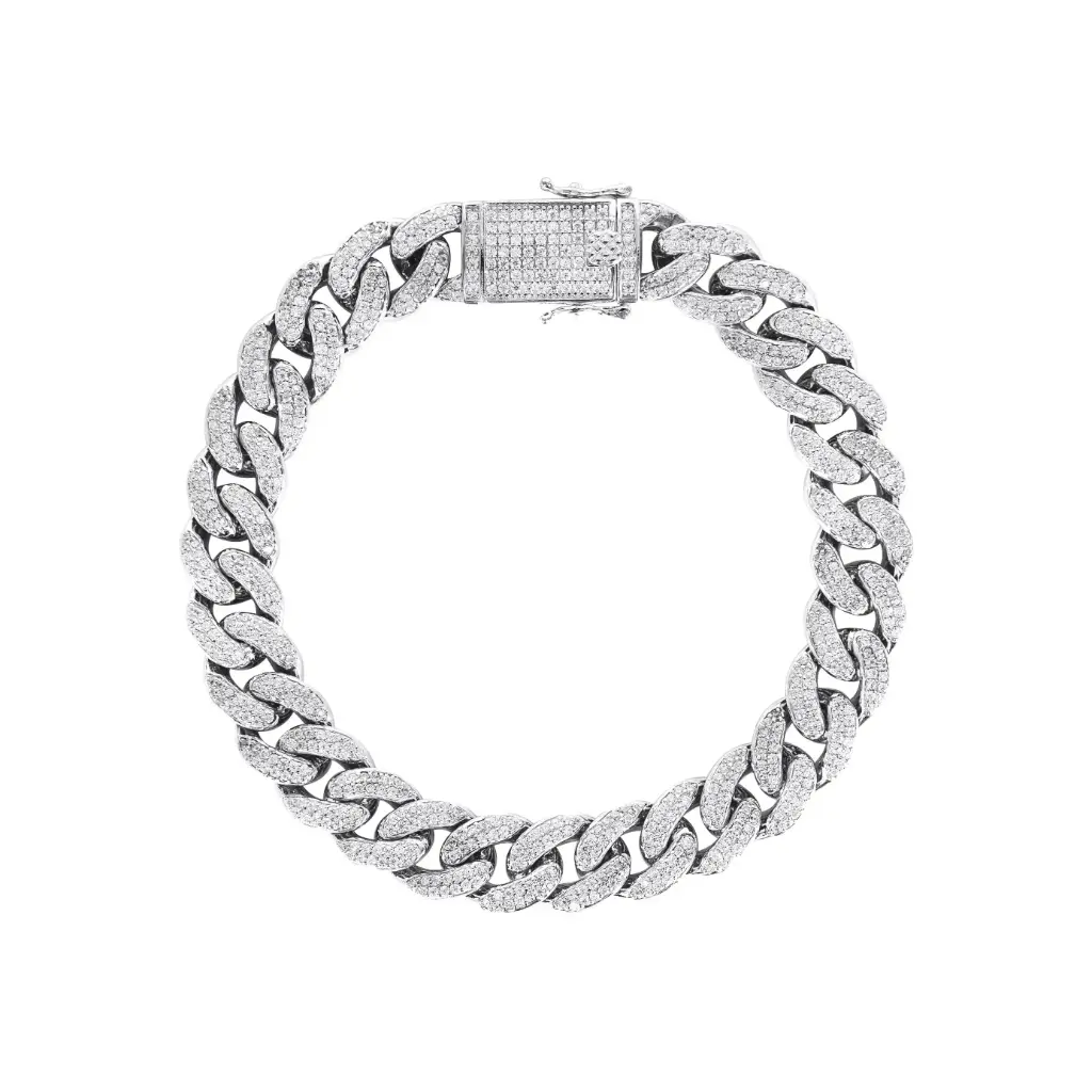 Miami Cuban Link Bracelet 10mm 8 inch VVS1 Moissanite White Gold