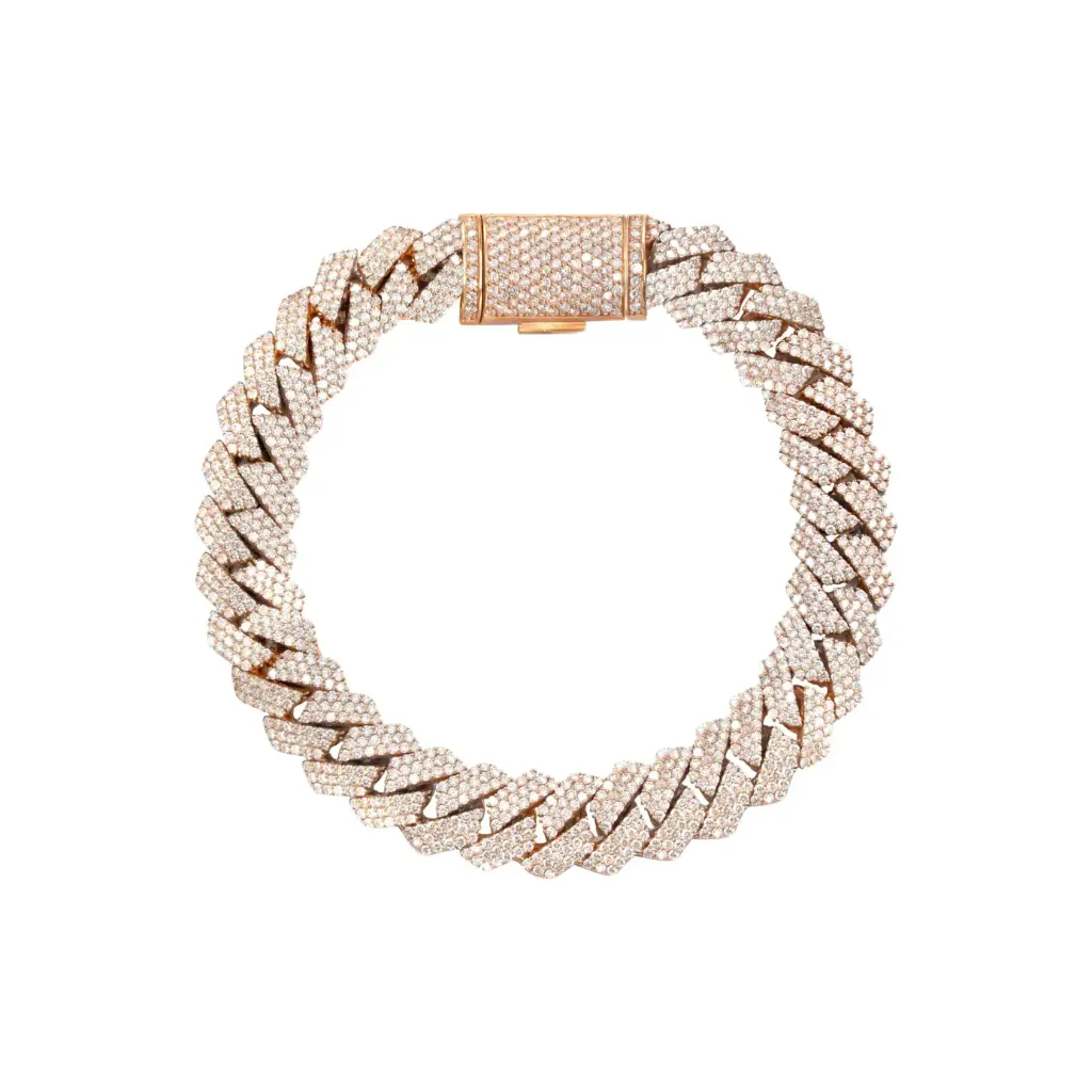 Miami Cuban Link Bracelet 10mm 8 inch VVS1 Moissanite Rose Gold