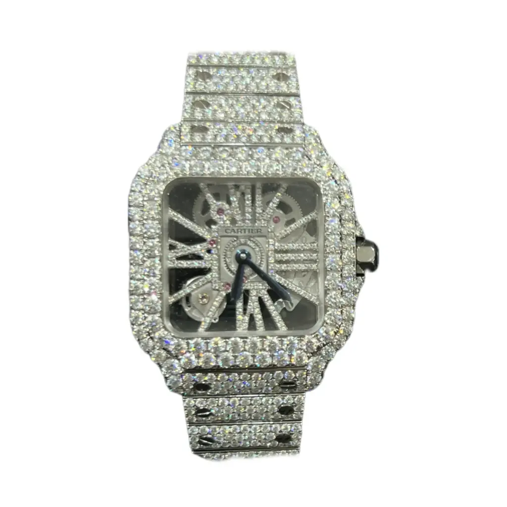 Cartier Skeleton Santos VVS1 Lab Diamonds White Gold