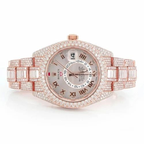 Rolex Skydweller Rose Gold VVS1 Moissanite