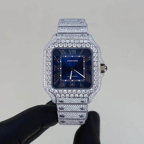 Cartier Santos White Gold VVS Moissanite