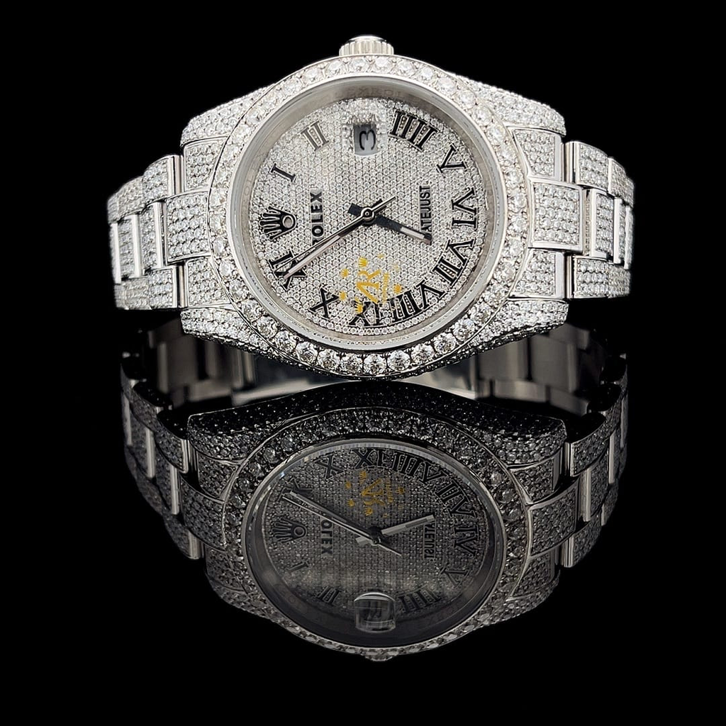Rolex Datejust White Gold Roman Dial VVS Moissanite