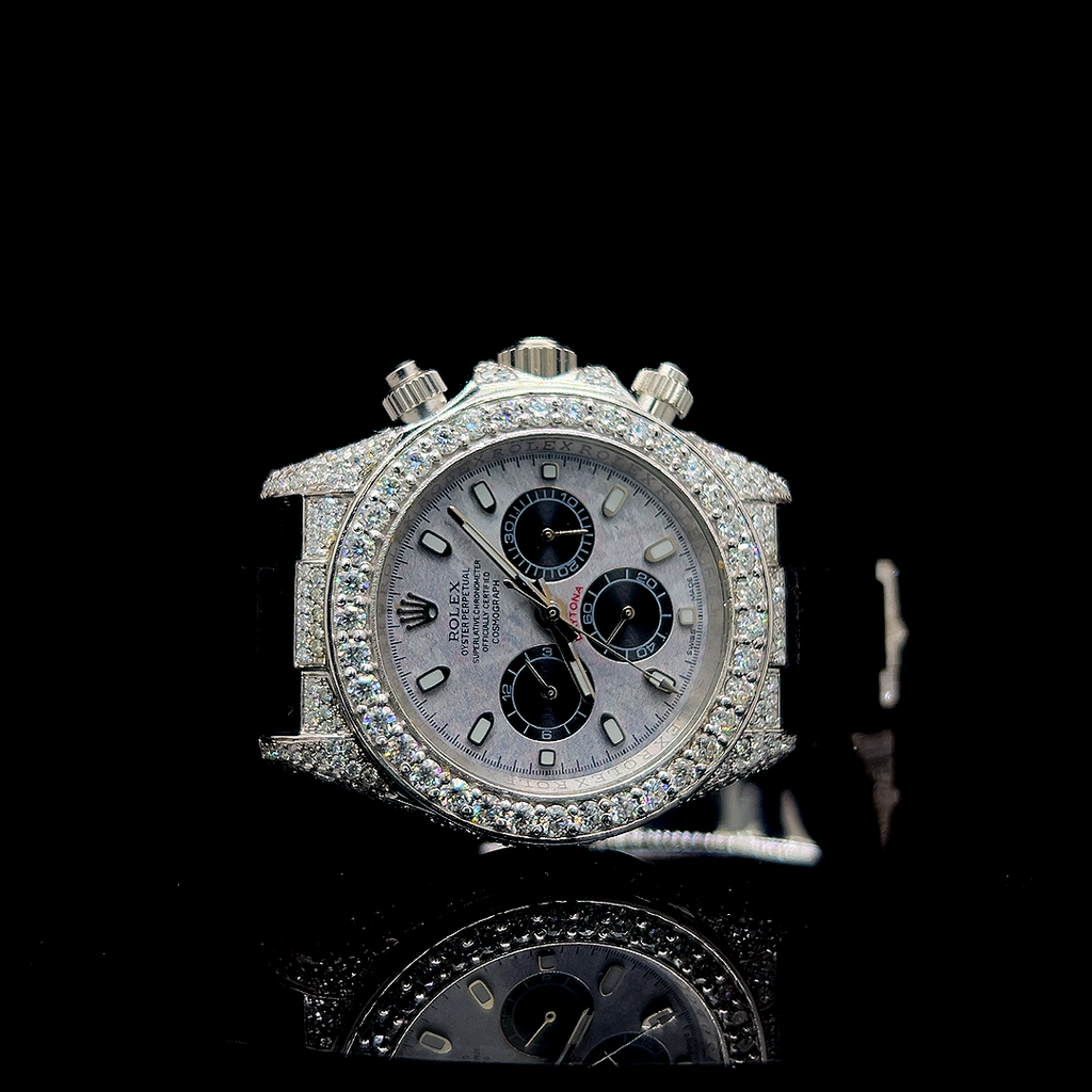 Rolex Daytona White Gold Rubber Straps VVS Lab Diamonds
