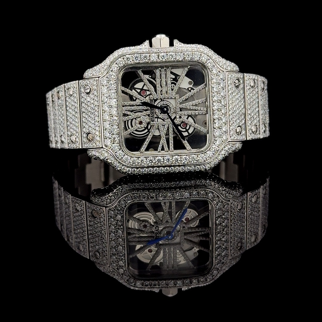 Cartier Santos Skeleton VVS Moissanite