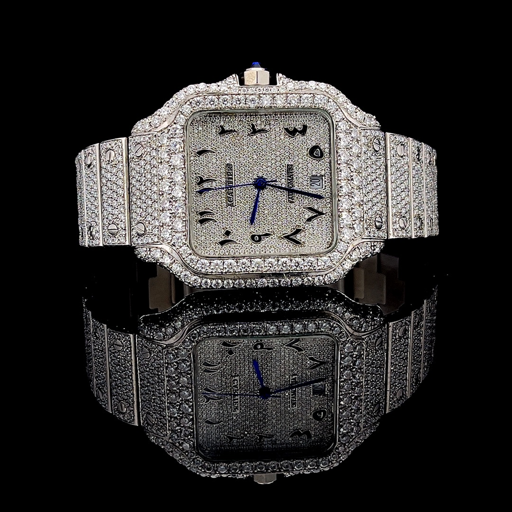 Cartier Santos Arabic Dial VVS Lab Diamonds